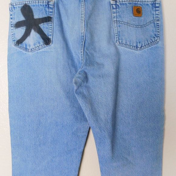 Carhartt Relaxed Fit Custom Art Jeans Size 40x30 5 Pocket Design Denim Logo - Picture 15 of 16
